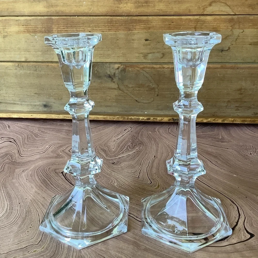 Vintage Set Crystal Candlesticks Candle Holders